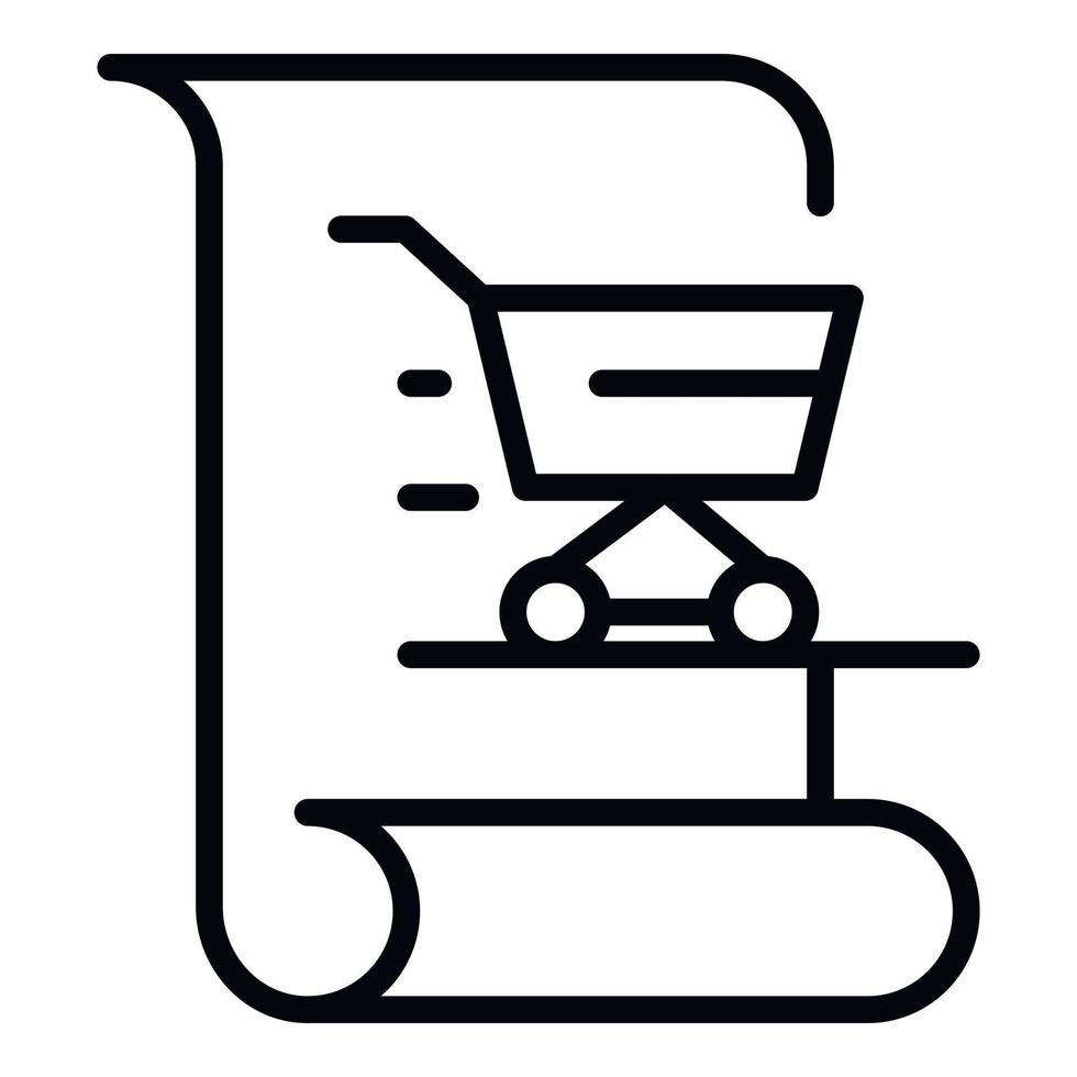 lista de compras con icono de cesta, estilo de esquema vector