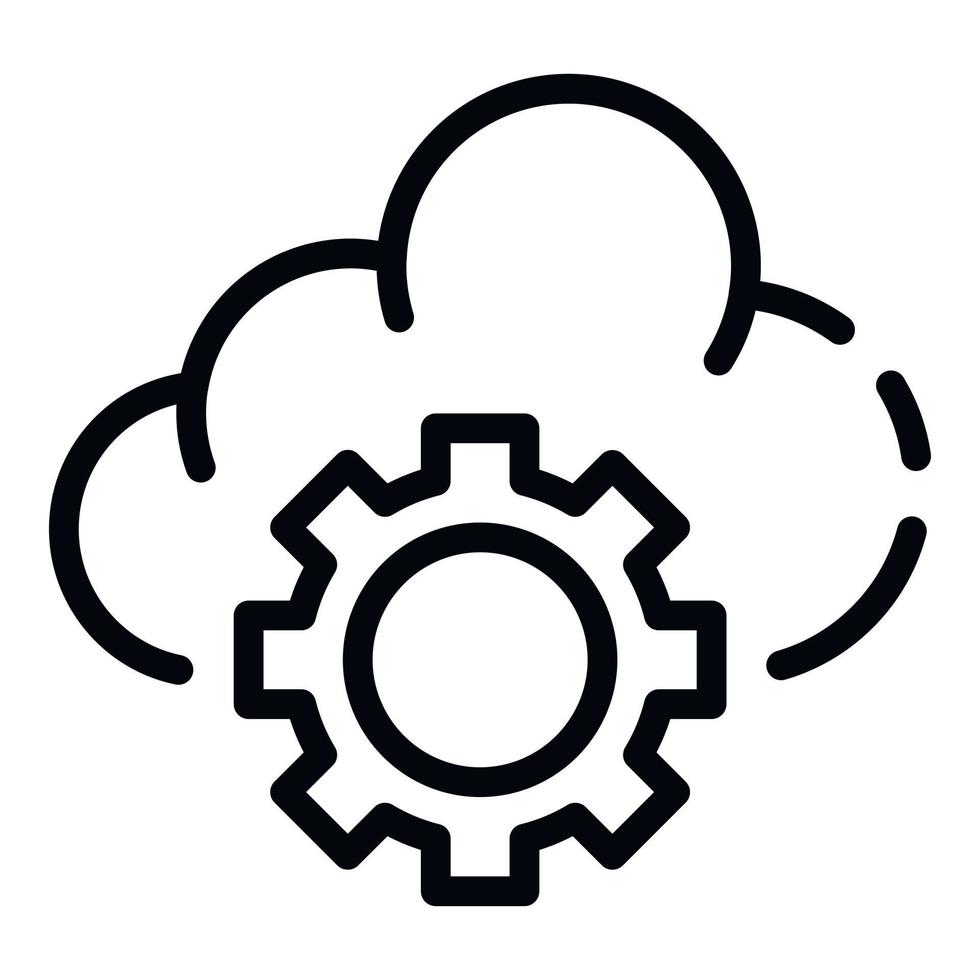 Cloud gear icon, outline style vector