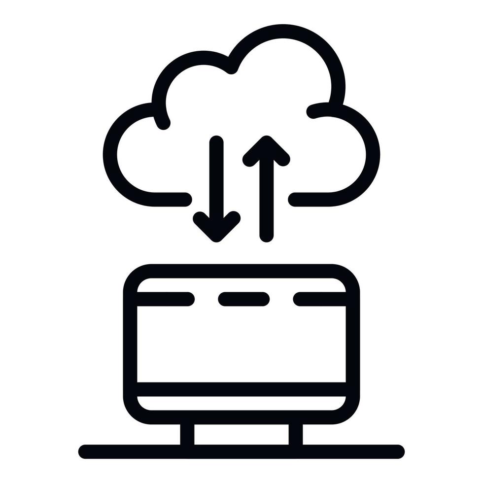 Computer cloud icon, outline style vector