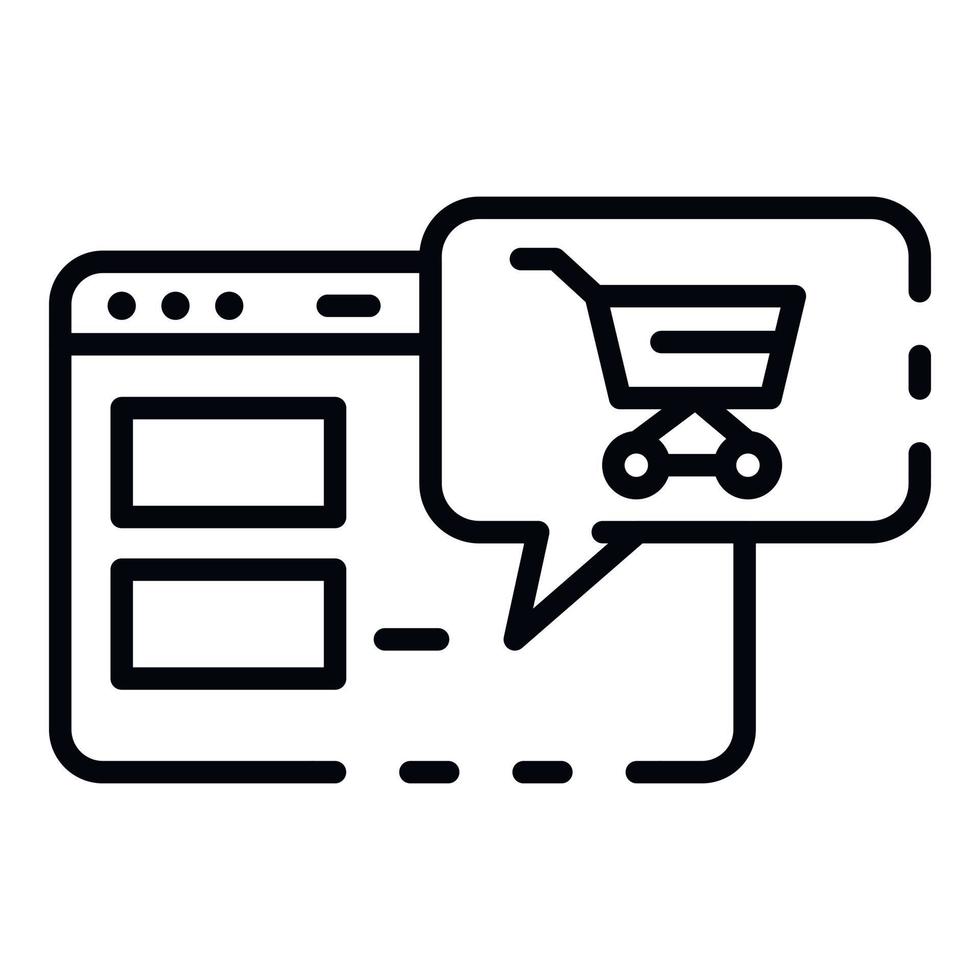 icono de compras en línea, estilo de esquema vector