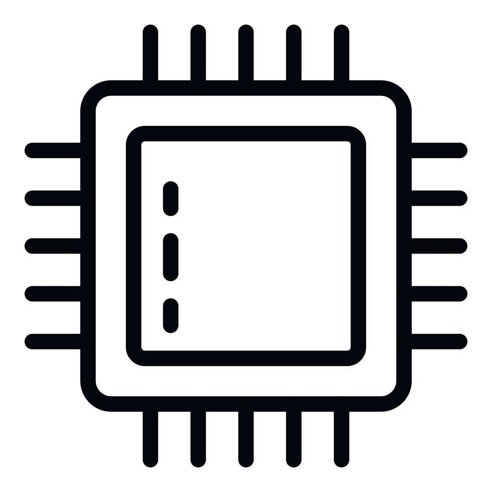 icono de procesador de computadora, estilo de contorno vector