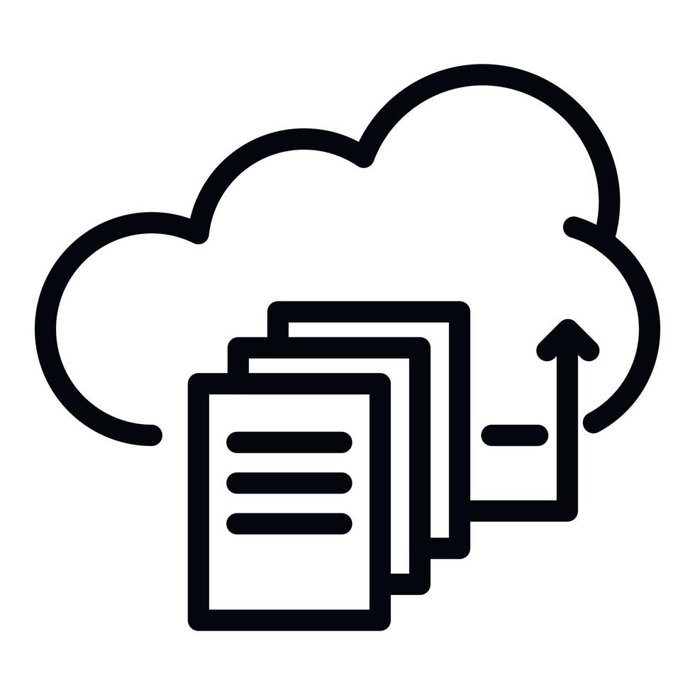 Upload files to the cloud icon, outline style vector