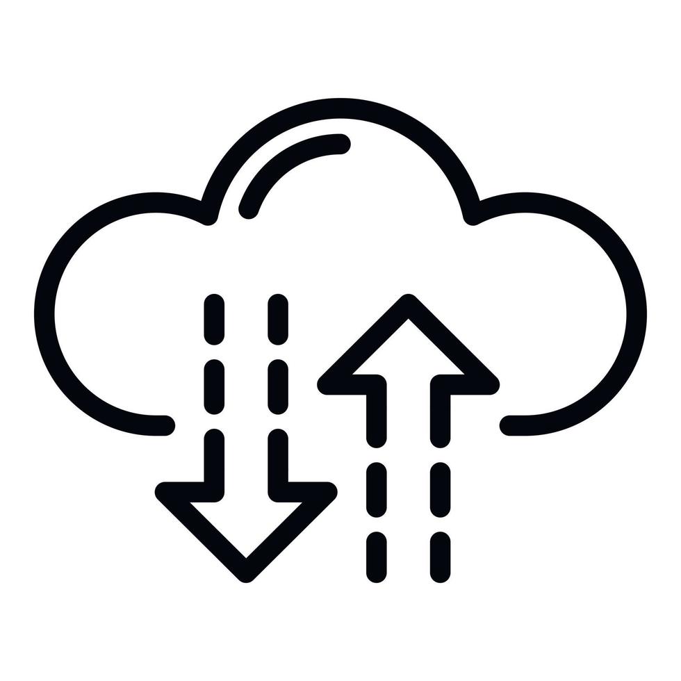 Interaction with the cloud icon, outline style vector