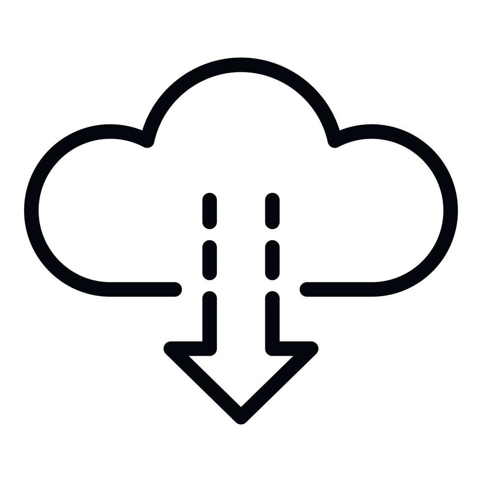 Cloud arrow down icon, outline style vector