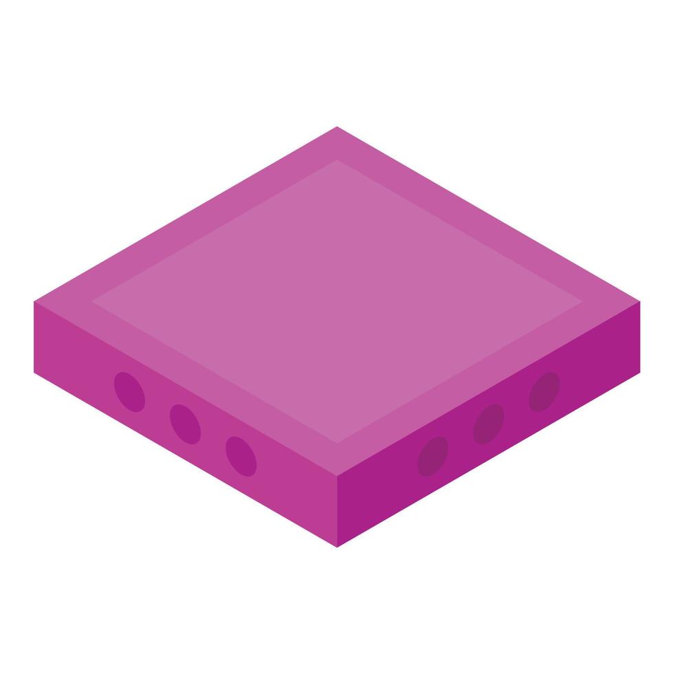 Pink square icon, isometric style vector