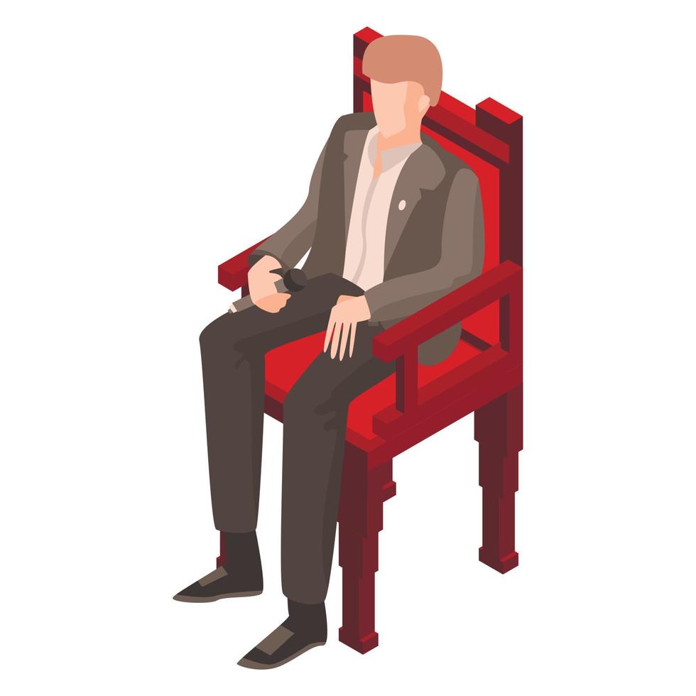 Politic man at conference icon, isometric style vector