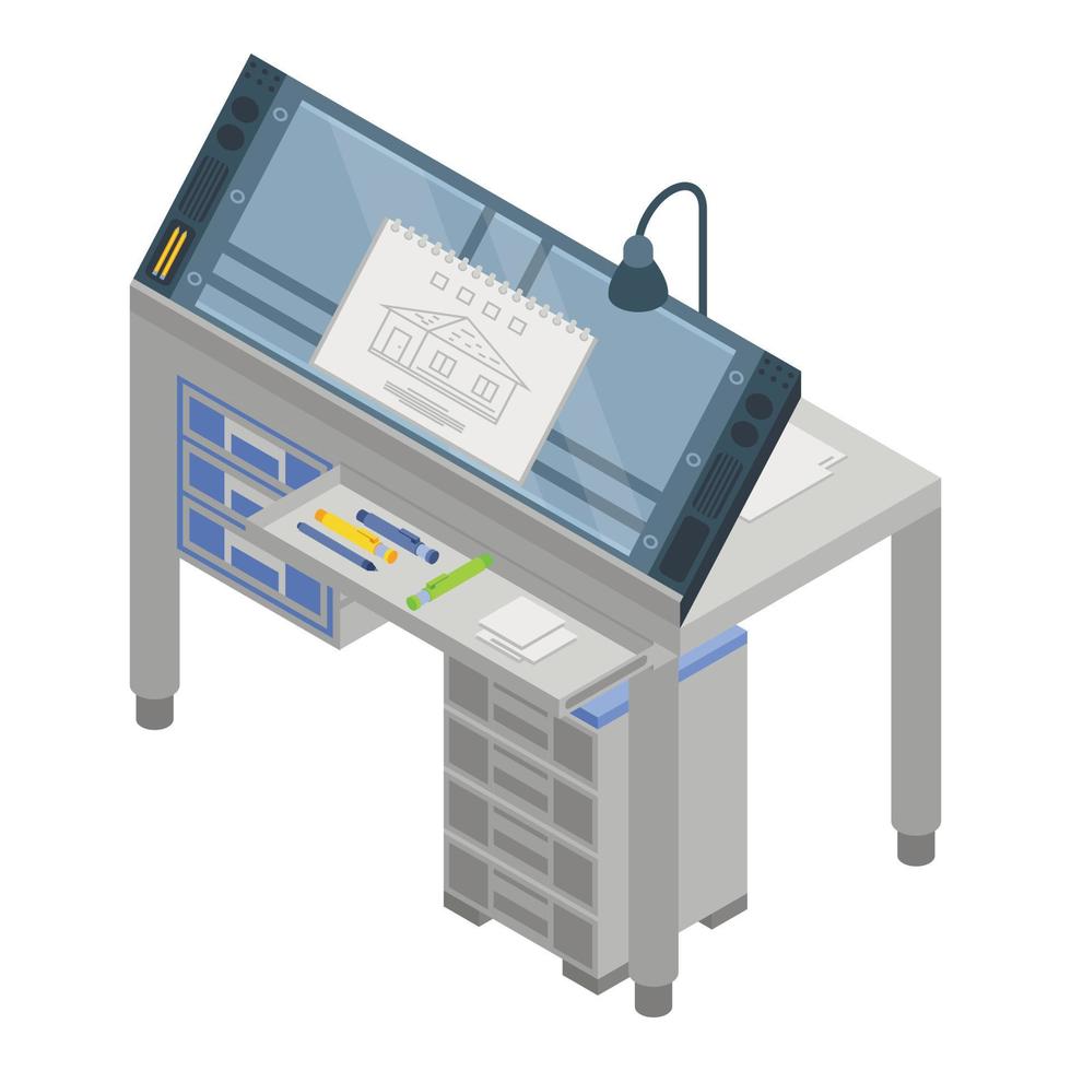 Architect desktop icon, isometric style vector