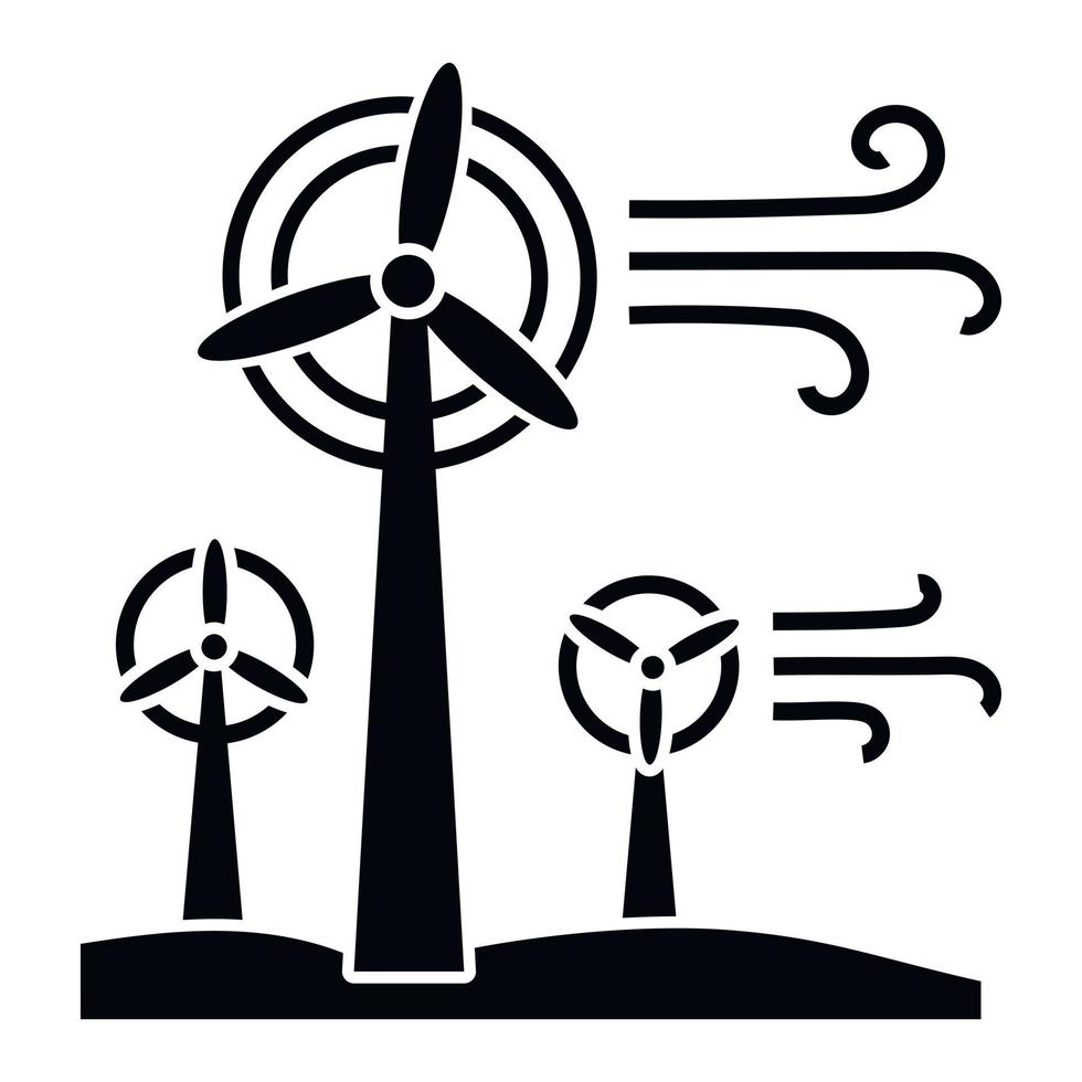 Wind turbine plant icon, simple style vector