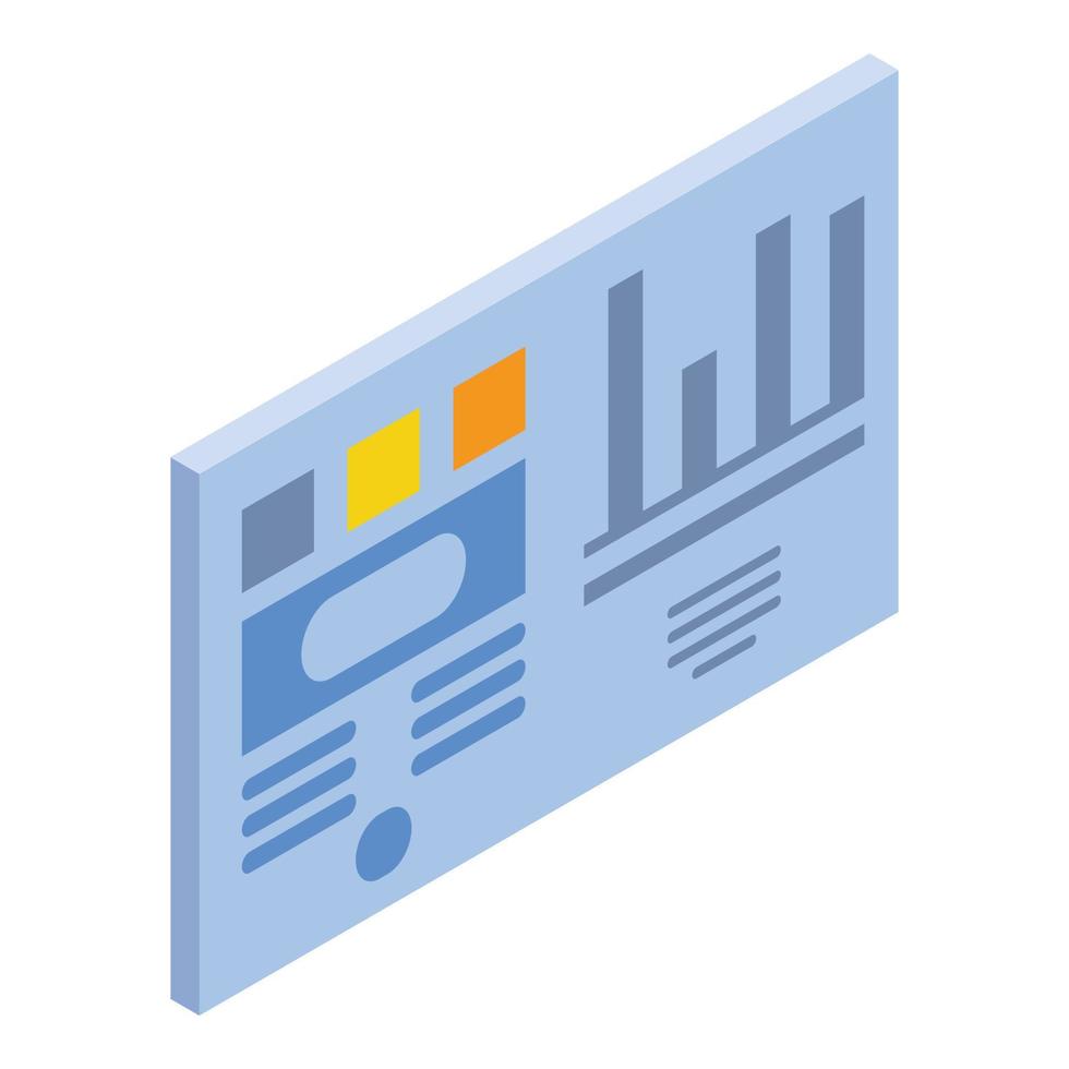 Graph chart card icon, isometric style vector