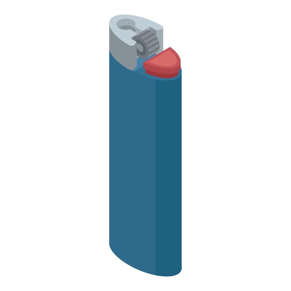 icono de encendedor de cigarrillos azul, estilo isométrico vector
