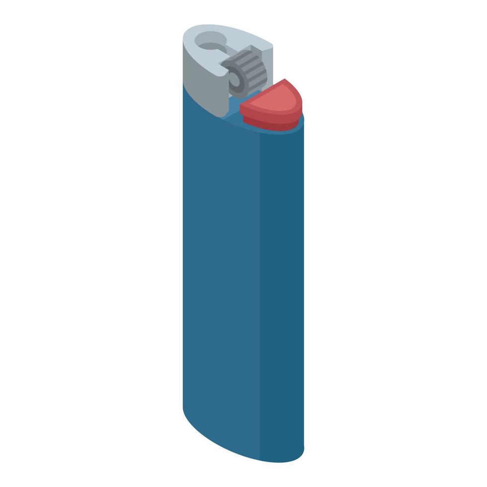 Blue cigarette lighter icon, isometric style vector