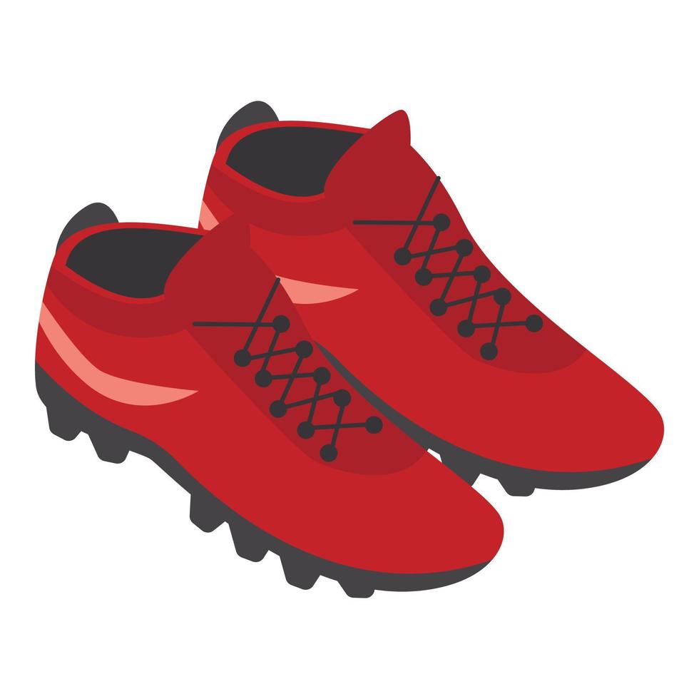 icono de zapatos rojos de fútbol, estilo isométrico vector