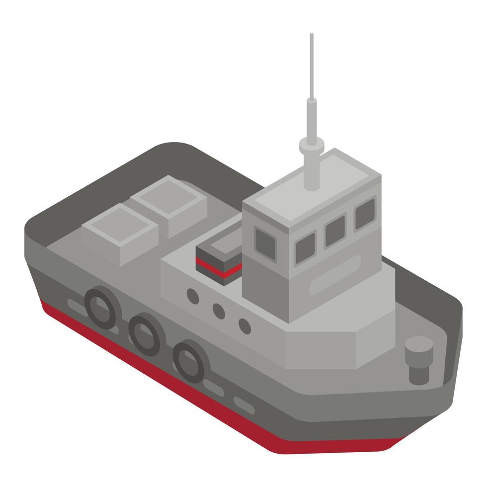 Tugboat icon, isometric style vector