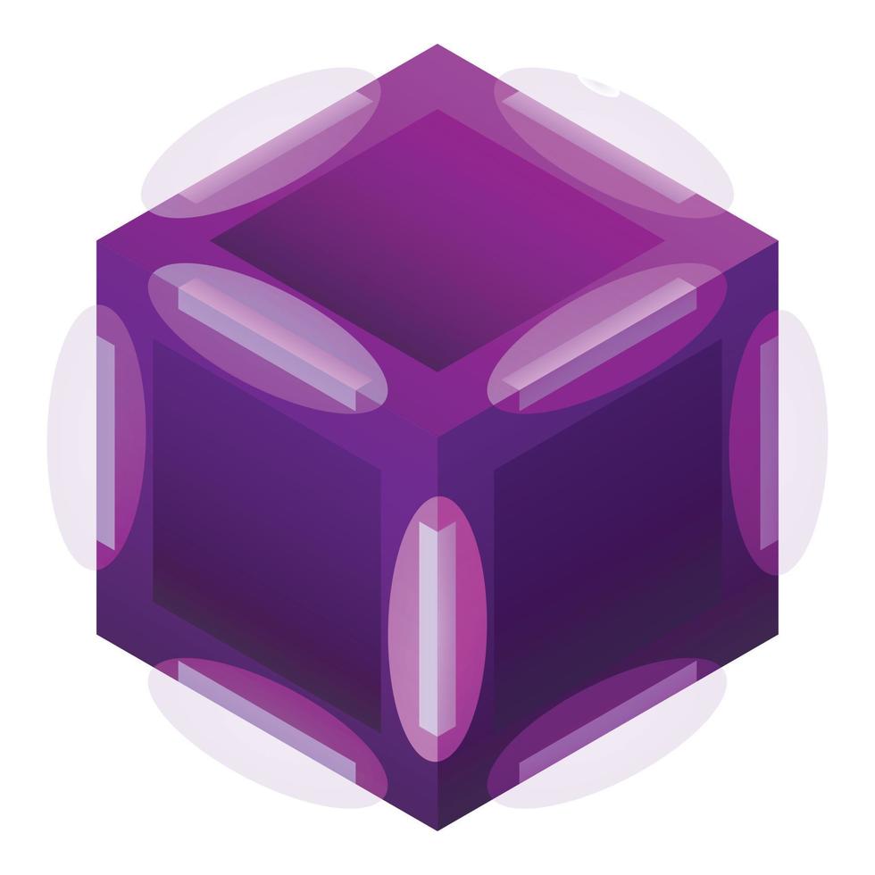 icono de cubo violeta, estilo isométrico vector