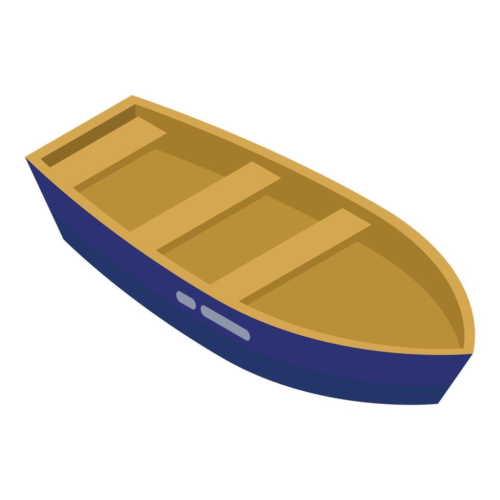 icono de barco de madera, estilo isométrico vector