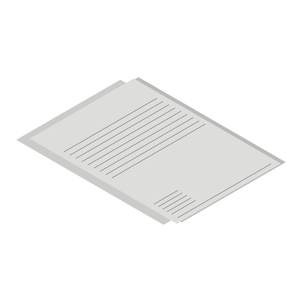 Blank paper icon, isometric style vector