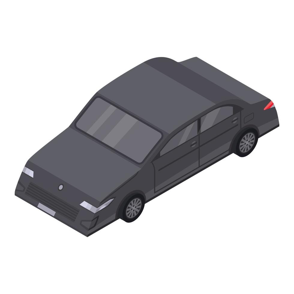 icono de sedán de coche negro, estilo isométrico vector