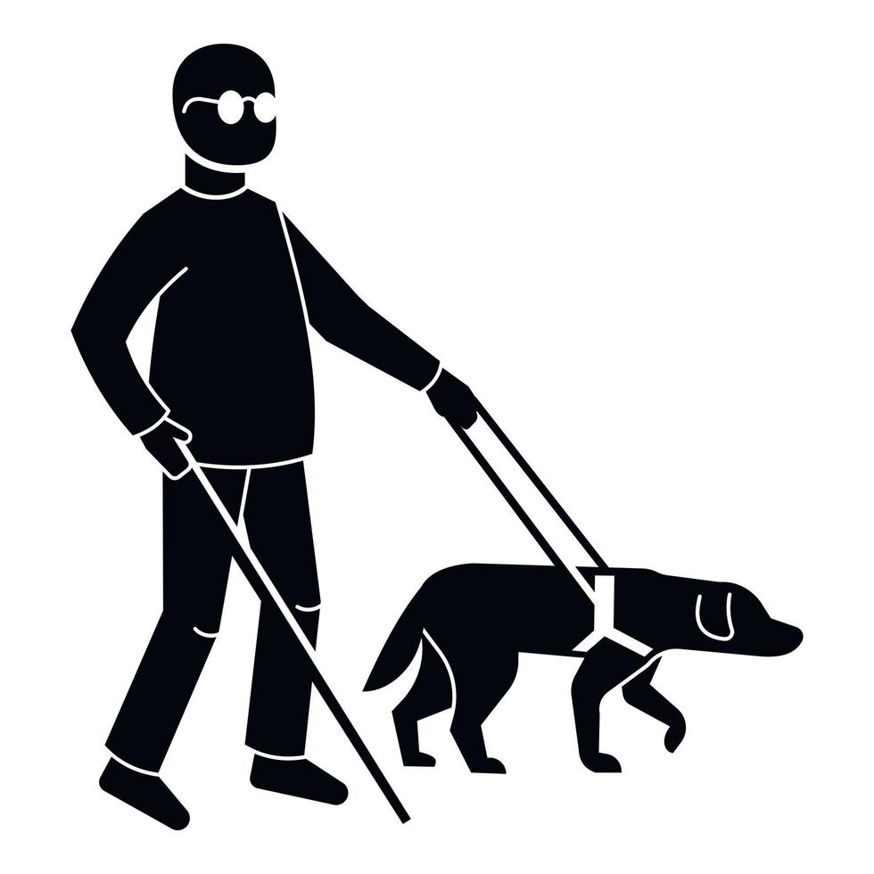 Blind man with dog icon, simple style vector