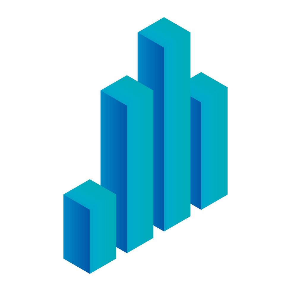 Blue graph column icon, isometric style vector