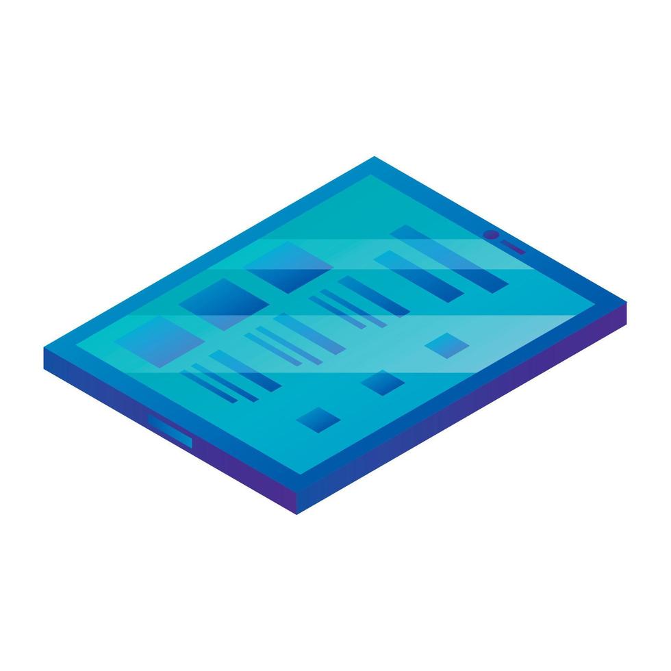 Blue tablet icon, isometric style vector