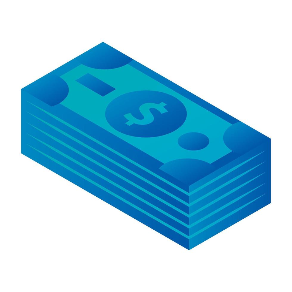 Dollars icon, isometric style vector