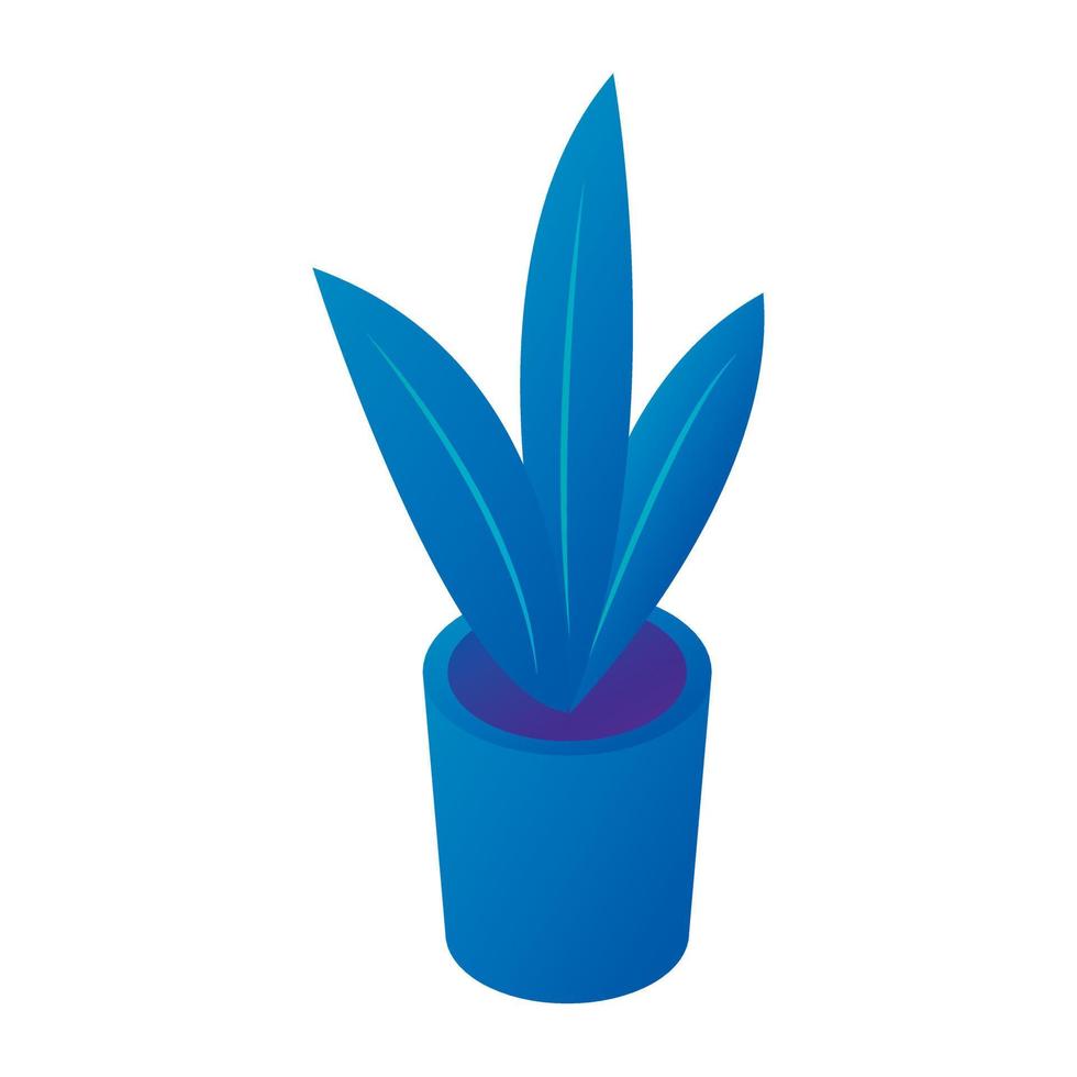Blue abstract flower pot icon, isometric style vector