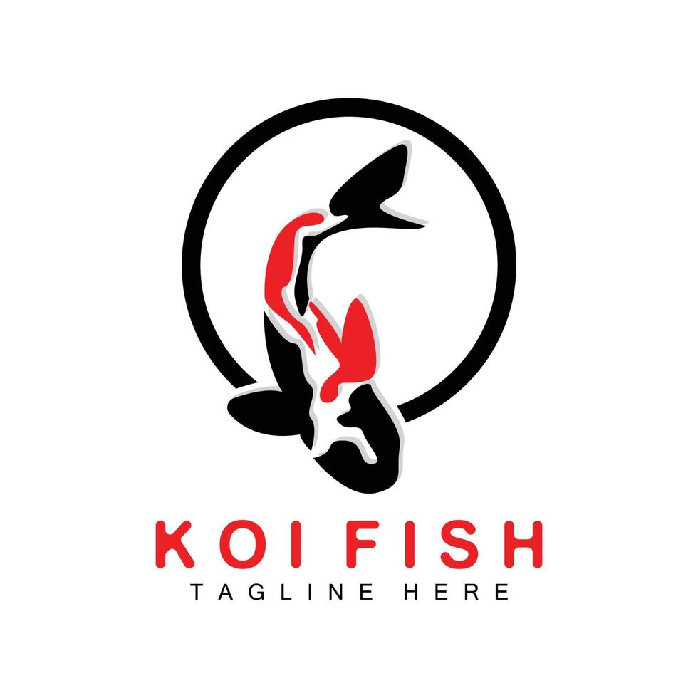 diseño del logotipo de peces koi, vector de peces ornamentales de la suerte y el triunfo chino, icono de pez dorado de la marca de la empresa