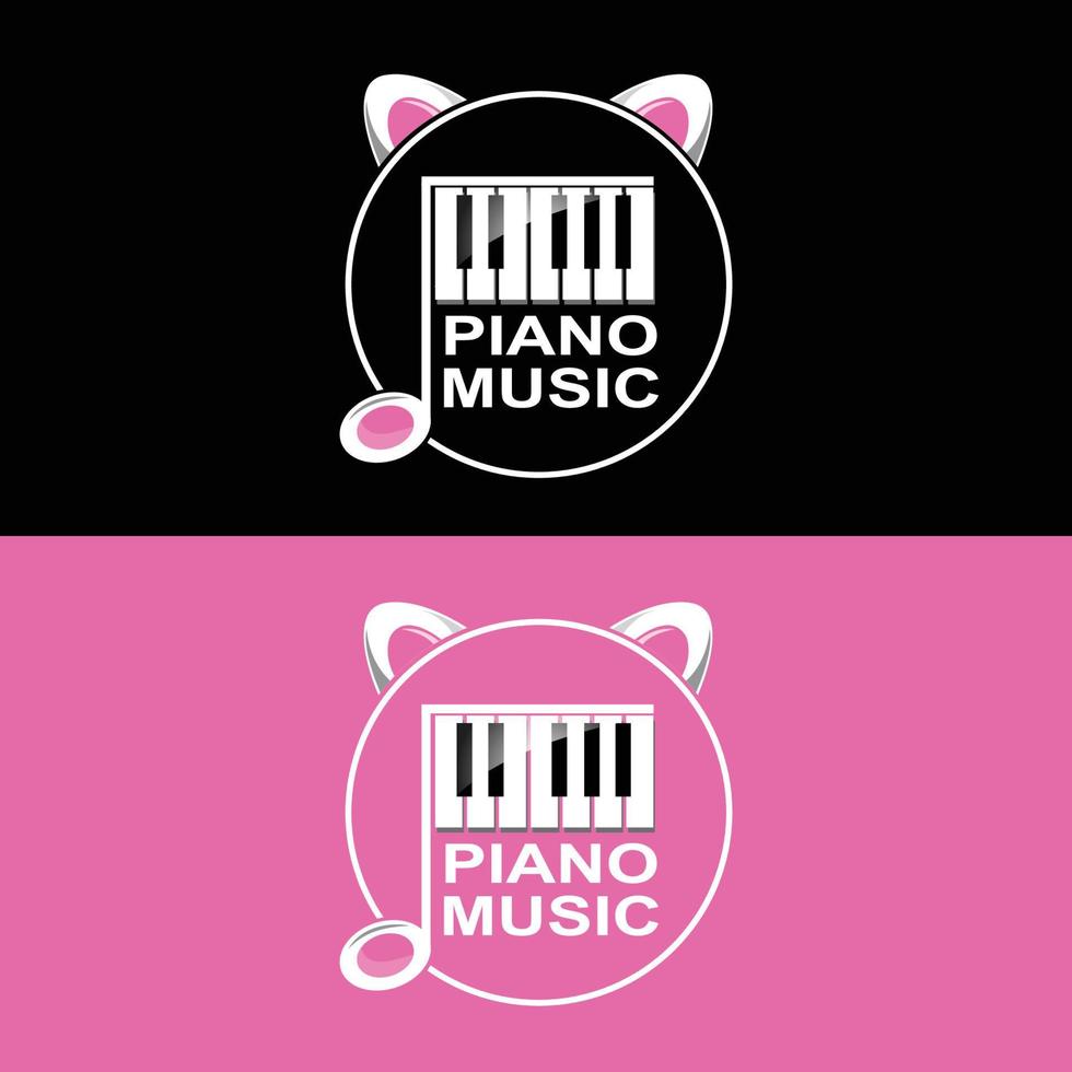 logotipo de piano, vector de instrumentos musicales, diseño para tienda de música, clase de música de piano
