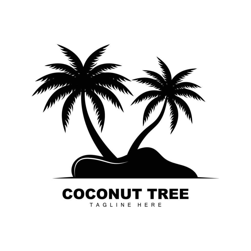 Coconut Tree Logo, Ocean Tree Vector, Design For Templates, Product Branding, Beach Tourism Object Logo vector