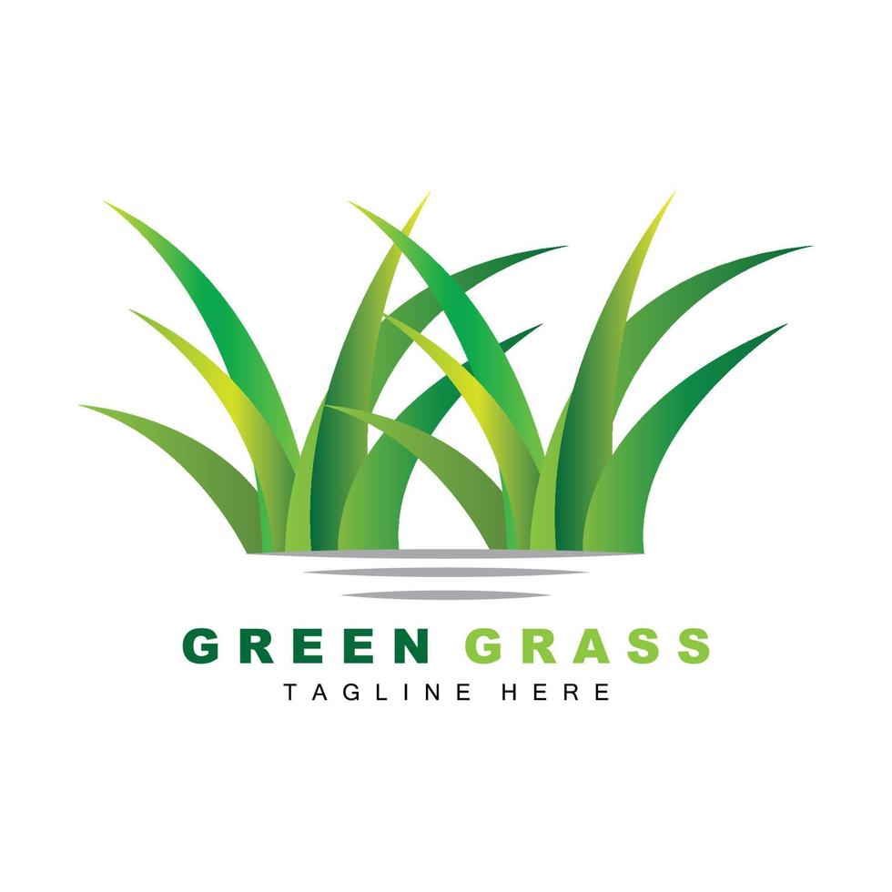 Green Grass Logo Design, Farm Landscape Illustration, Natural Scenery Vector