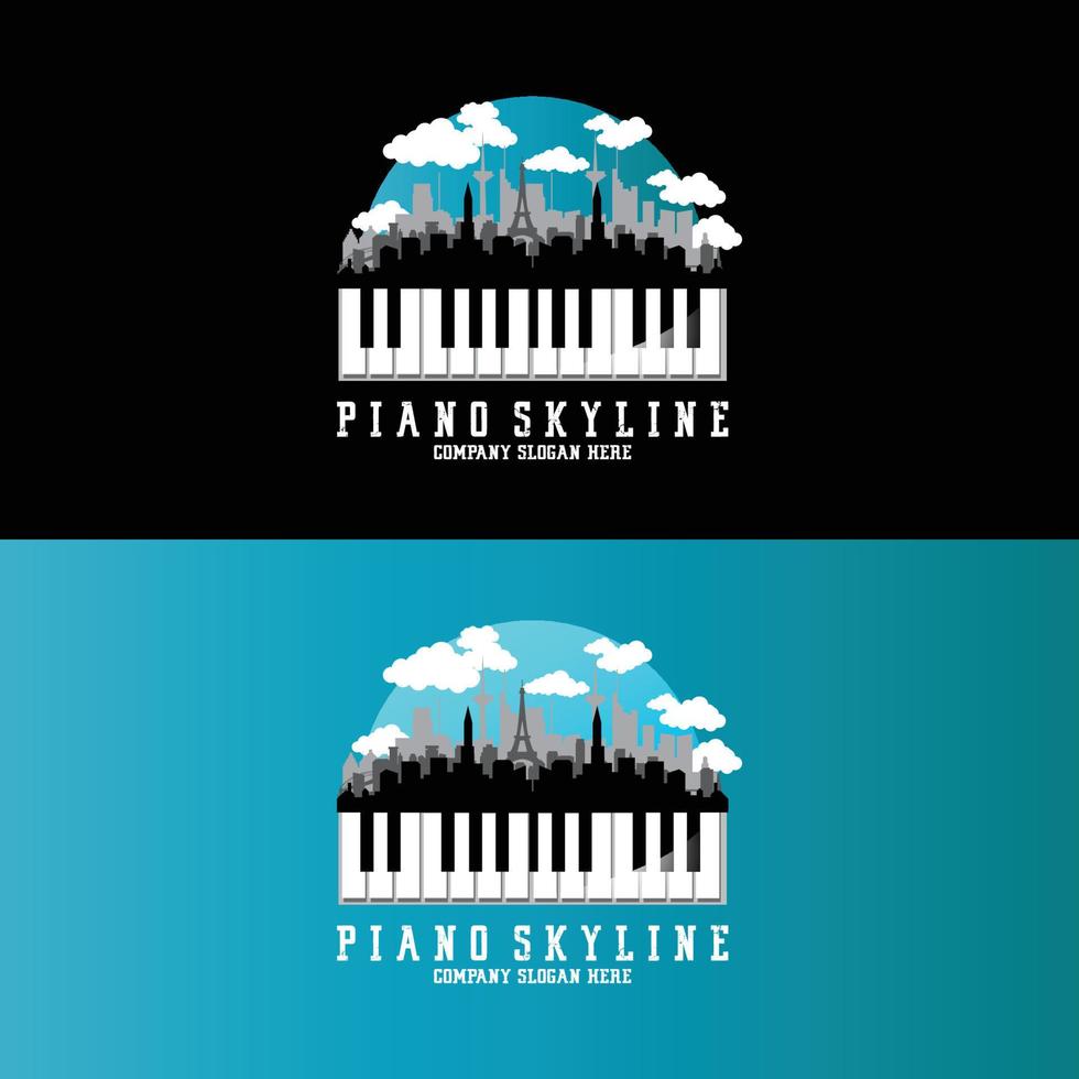 logotipo de piano, vector de instrumentos musicales, diseño para tienda de música, clase de música de piano