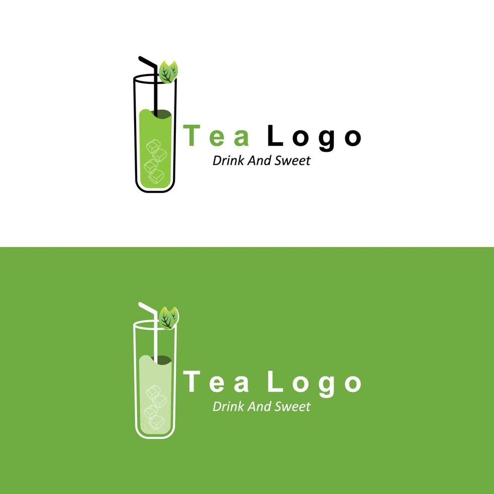 Tea logo design, vector drink icon from green leaves, for health