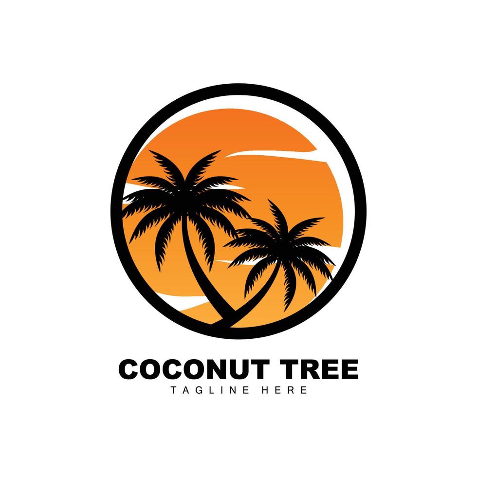 Coconut Tree Logo, Ocean Tree Vector, Design For Templates, Product Branding, Beach Tourism Object Logo vector