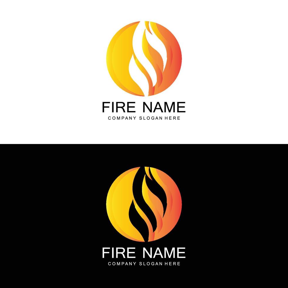 red smoldering fire icon vector logo, classic retro design