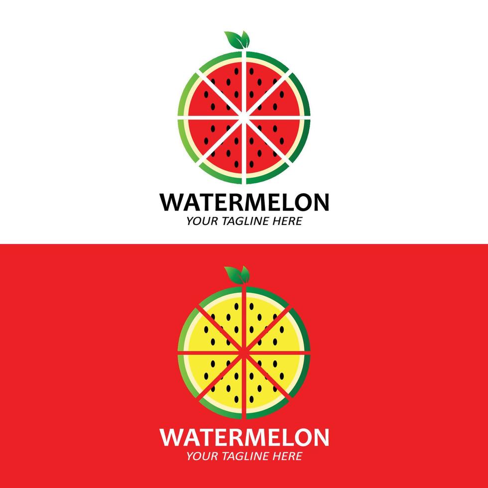 diseño de sandía, logotipo de fruta fresca, vector de plantación de sandía