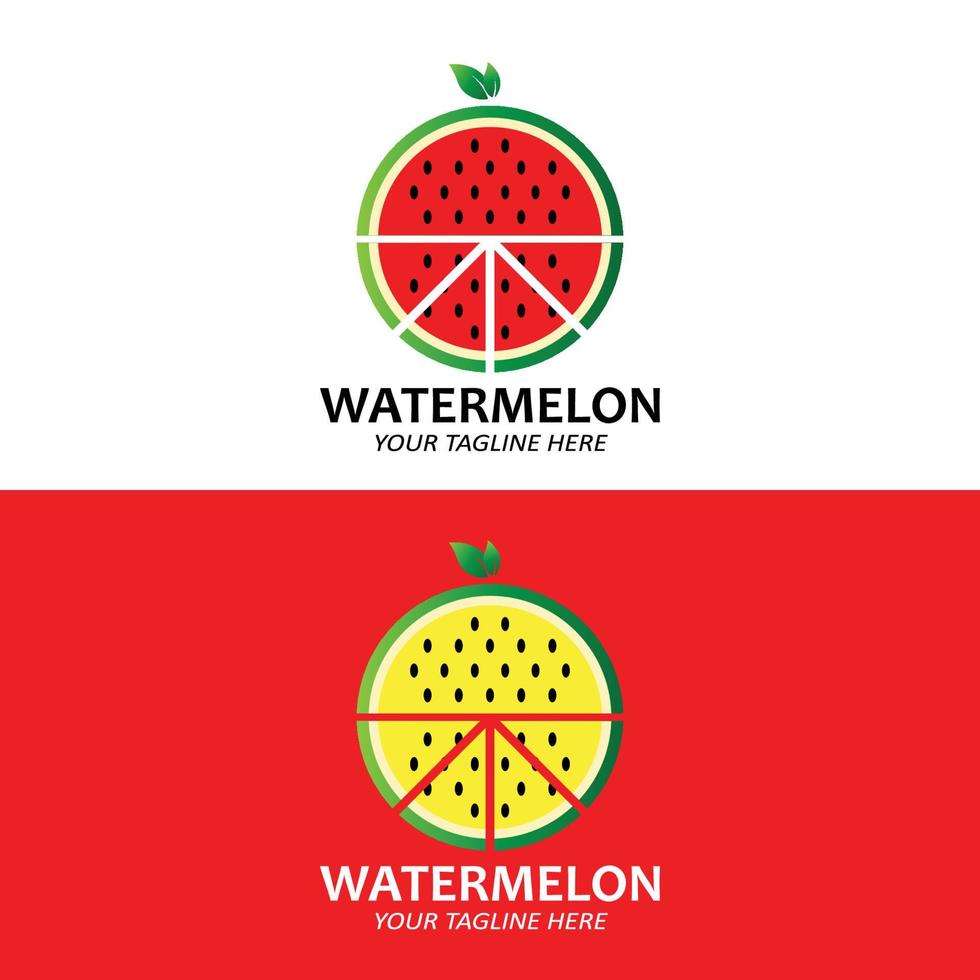 diseño de sandía, logotipo de fruta fresca, vector de plantación de sandía