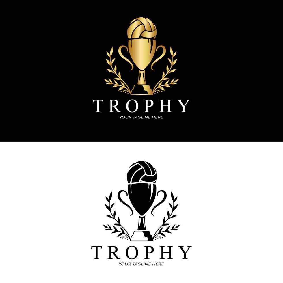 Trophy Logo Design, Award Winner Championship Trophy Vector, Success Brand vector