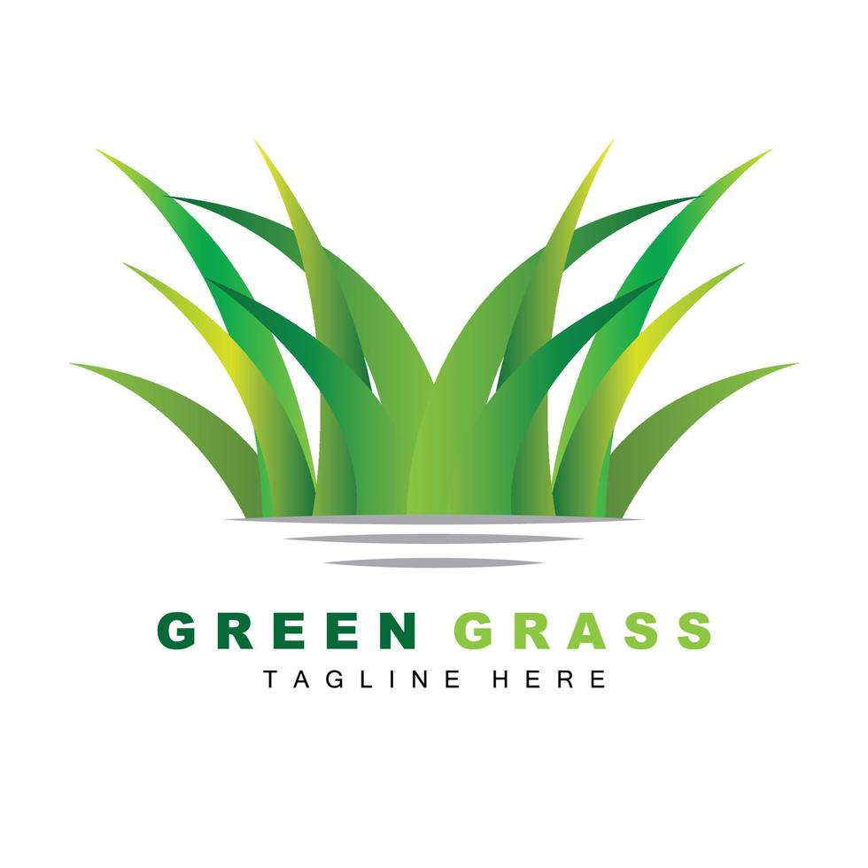 Green Grass Logo Design, Farm Landscape Illustration, Natural Scenery Vector