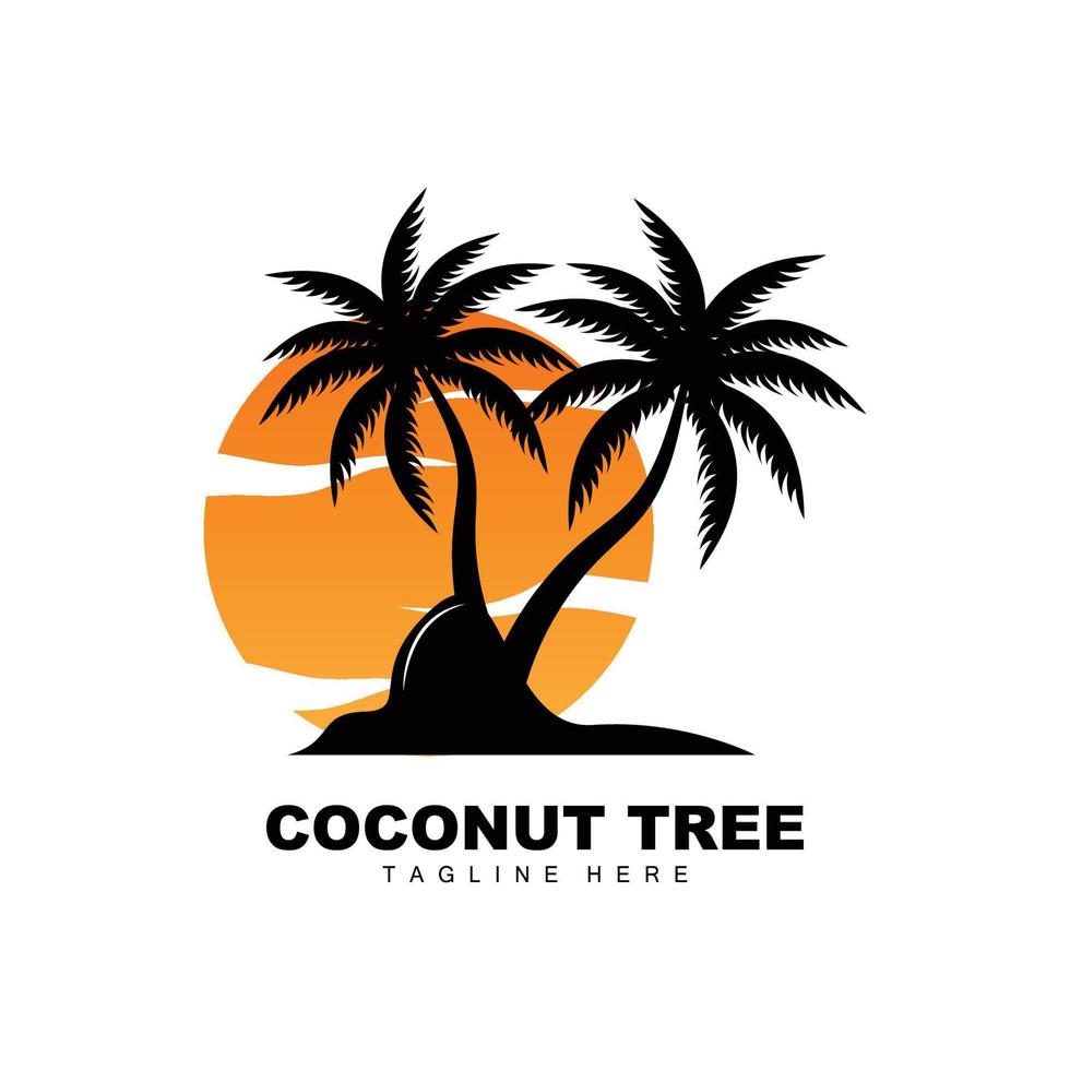 Coconut Tree Logo, Ocean Tree Vector, Design For Templates, Product Branding, Beach Tourism Object Logo vector