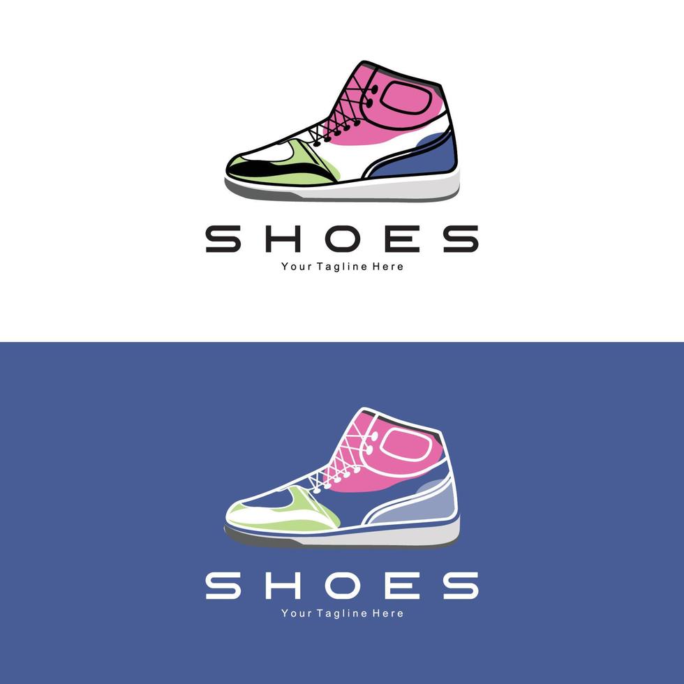 zapatillas de deporte diseño de logotipo, ilustración vectorial de calzado juvenil de tendencia, concepto funky simple vector