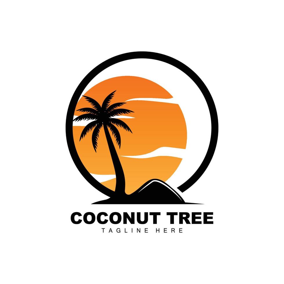 Coconut Tree Logo, Ocean Tree Vector, Design For Templates, Product Branding, Beach Tourism Object Logo vector