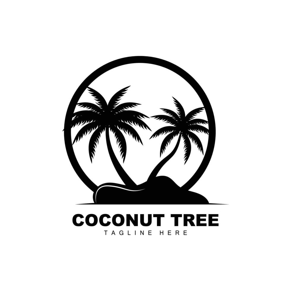 Coconut Tree Logo, Ocean Tree Vector, Design For Templates, Product Branding, Beach Tourism Object Logo vector