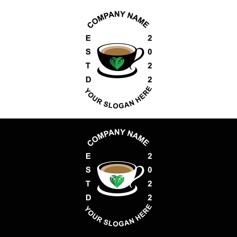 Tea logo design, vector drink icon from green leaves, for health