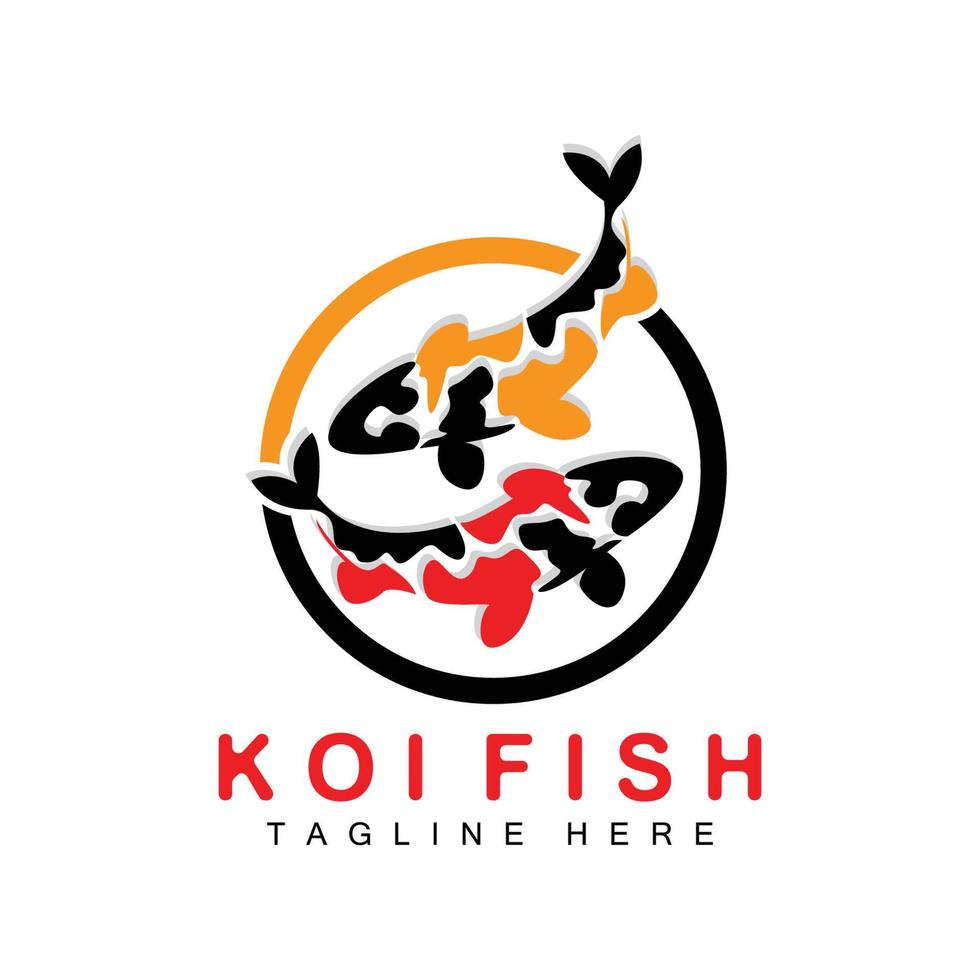 Koi Fish Logo Design, Chinese Lucky And Triumph Ornamental Fish Vector, Company Brand Gold Fish Icon vector