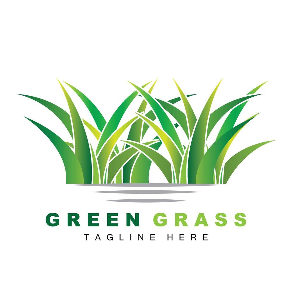 Green Grass Logo Design, Farm Landscape Illustration, Natural Scenery Vector