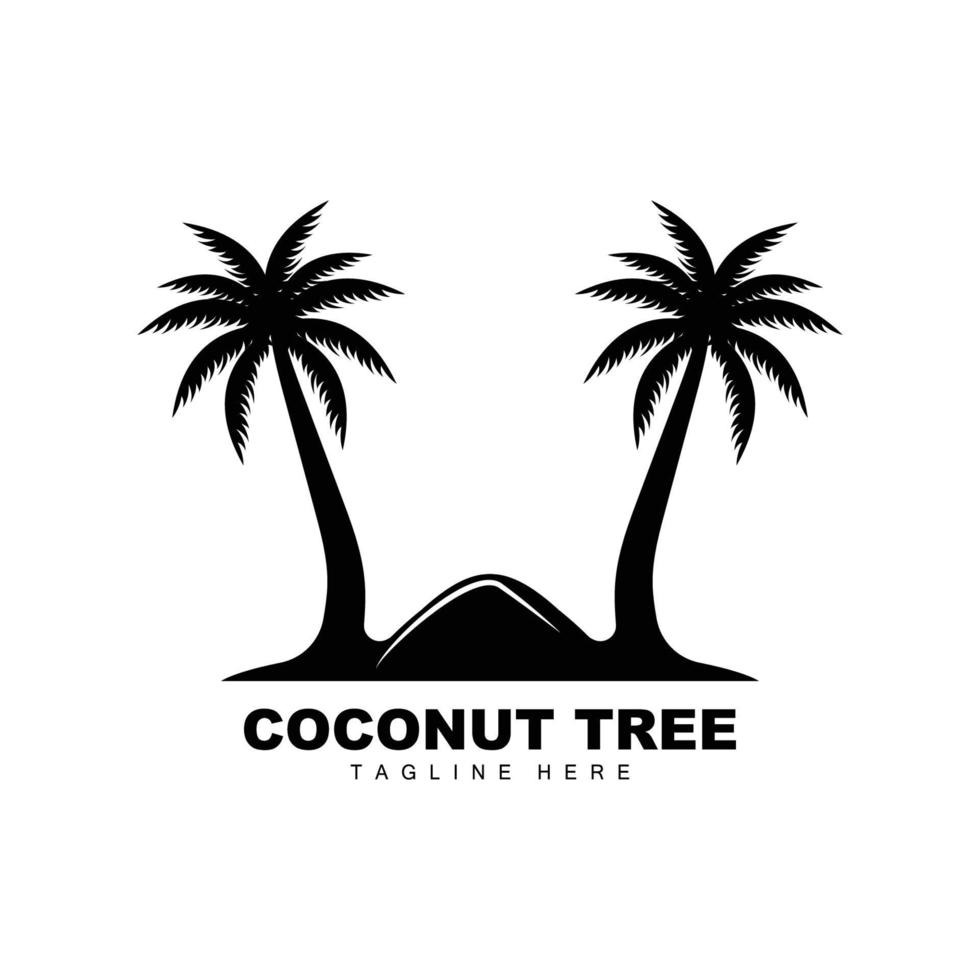 Coconut Tree Logo, Ocean Tree Vector, Design For Templates, Product Branding, Beach Tourism Object Logo vector