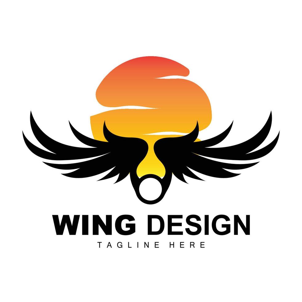 logotipo de alas, logotipo de fénix, vector de ala de pájaro, ilustración de plantilla, diseño de marca de ala