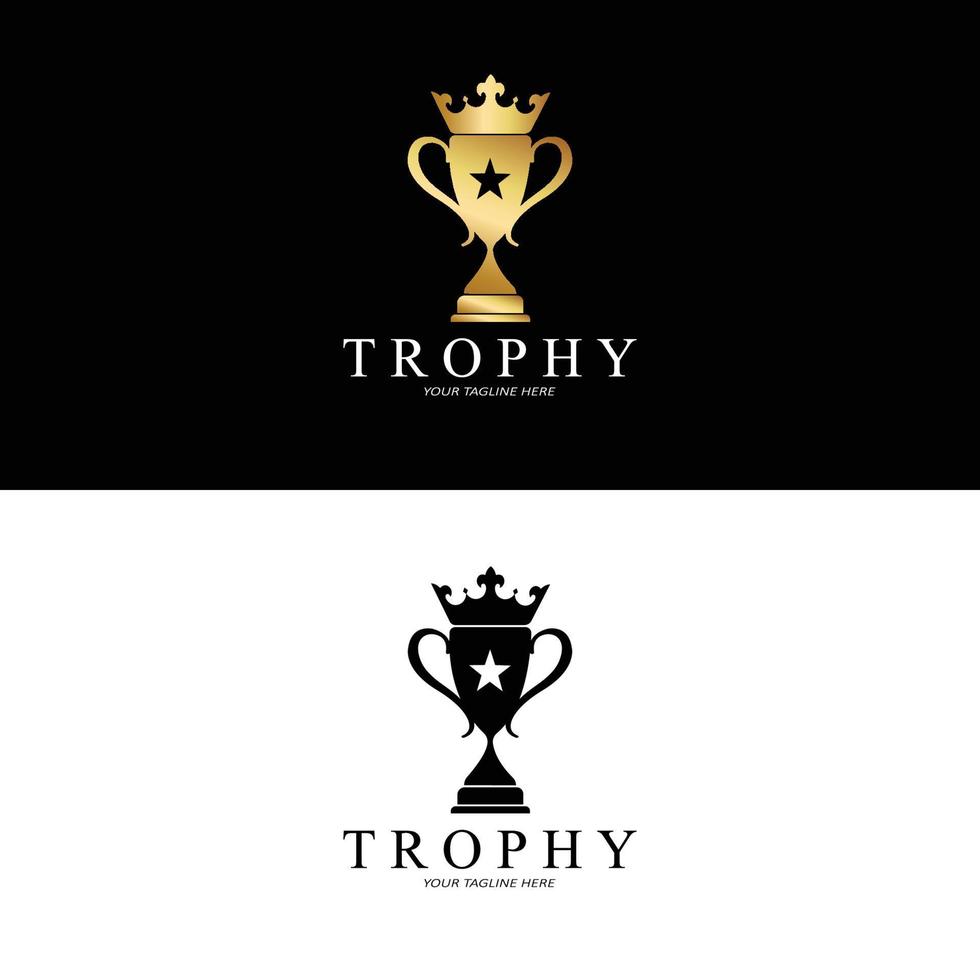 Trophy Logo Design, Award Winner Championship Trophy Vector, Success Brand vector