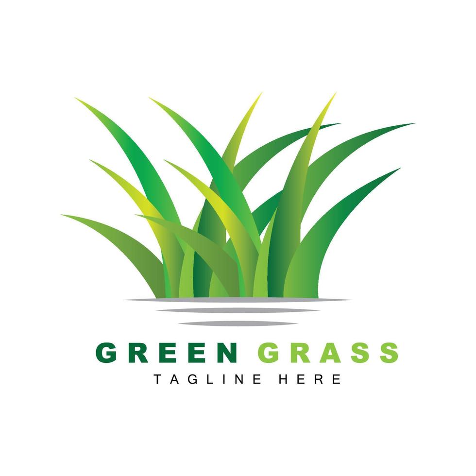 Green Grass Logo Design, Farm Landscape Illustration, Natural Scenery Vector