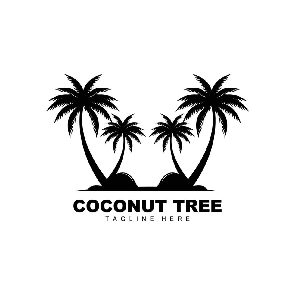 Coconut Tree Logo, Ocean Tree Vector, Design For Templates, Product Branding, Beach Tourism Object Logo vector